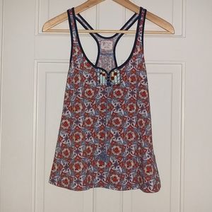 Free People Floral Racer back Tank
